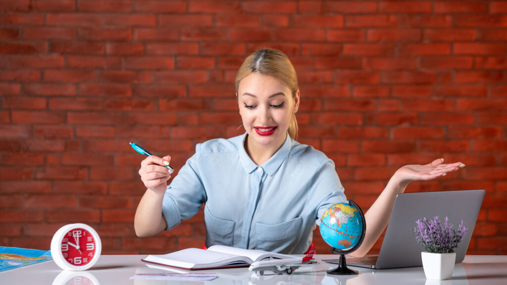 Smart Girl Writing  own visit guide.