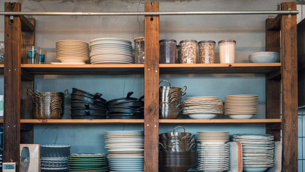 Dishes Placed On Level Utensils.